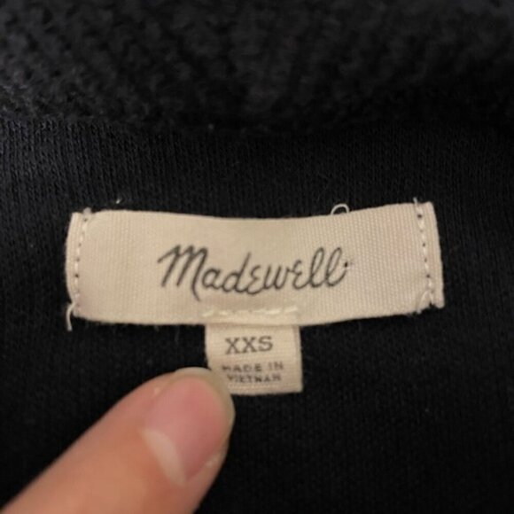 Madewell Cowl Neck Sweater Navy Tie Sleeves Ribbed Textured Pullover XXS - Picture 4 of 5